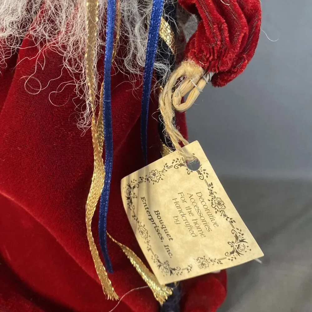 RARE Santa Figure Bouquet Enterprises Handcrafted W Staff Metal Star Toy Sack